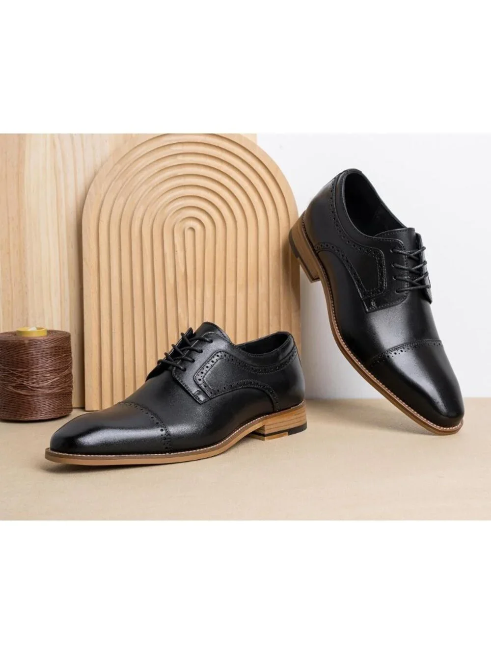 Men's Black Lace LaTeX Insoles Classic Oxford Business Formal Dress Shoes